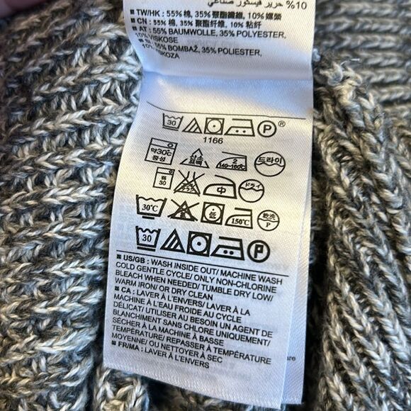 Gap gray white black mock neck buttoned sweater Size L New - Picture 8 of 10